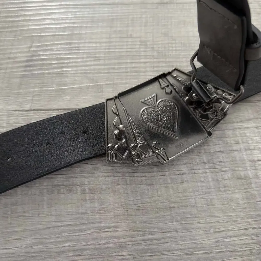 Poker Card Themed Buckle Faux Leather Belt